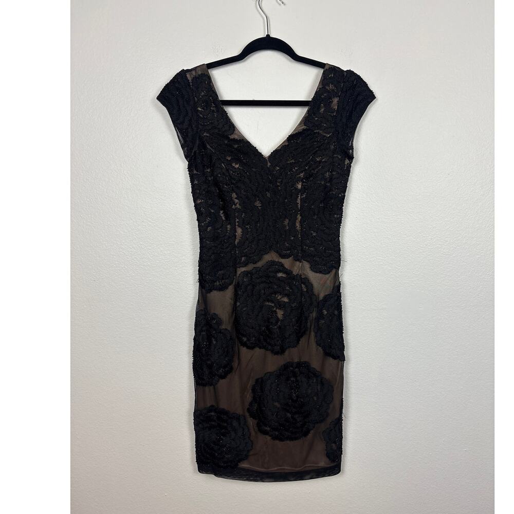 Sue Wong Nocturne Lace Embroidered Y2K Sheer Low Back Classic Mini Dress 2